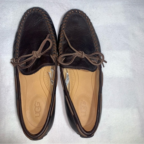 UGG Brown Hendricks Grizzly Mens Size 12 Slip On Driving Loafer Moccasin - Picture 8 of 11